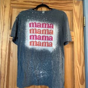 Bleached Mama Graphic Tee Shirt Women's Gray Casual Everyday Size L